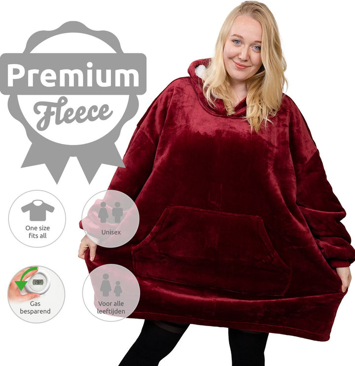Onesize dekenjas met capuchon voor iedereen, extra warm en comfortabel huispak.