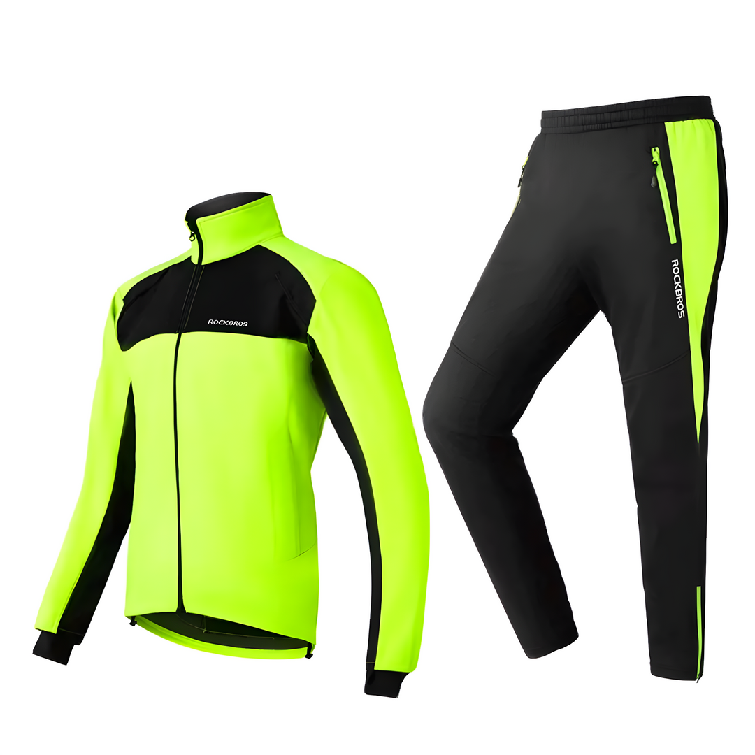 Unisex warme thermo fietskledingset voor winter. Ideale wielerkleding en fietsoutfit voor koude ritten in herfst/winter.