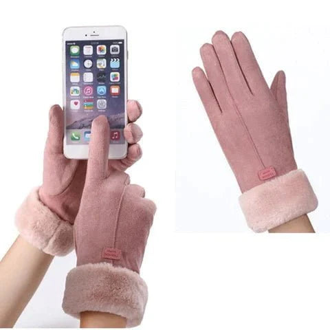 Roze winterhandschoenen met touchscreen voor dames en heren, houden je handen warm en functioneel.