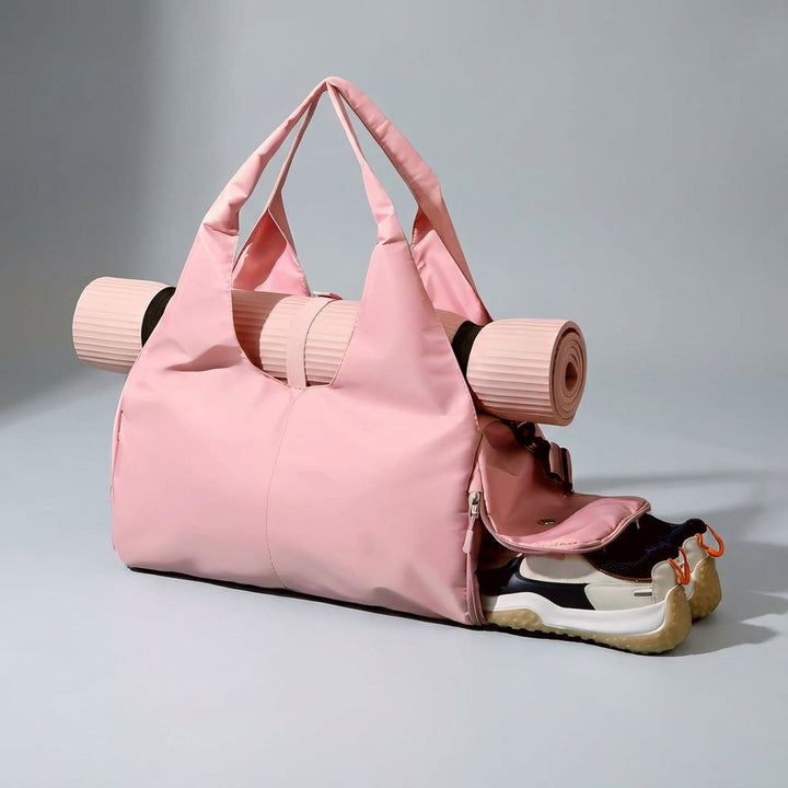 Functionele sporttas organizer met apart schoenenvak. Waterafstotend, ideaal voor yoga, fitness en als gymtas.