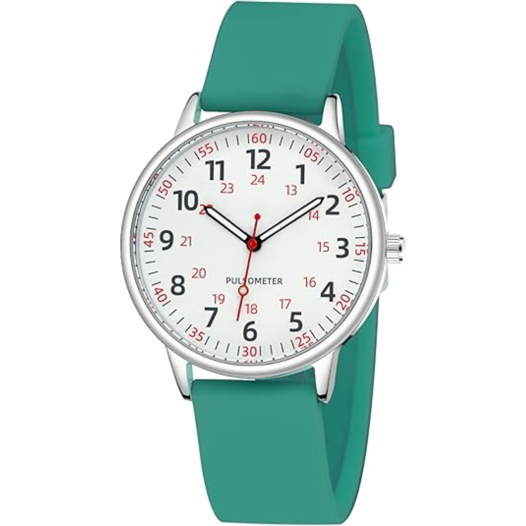 Praktisch unisex waterdicht horloge, siliconen band, makkelijk te desinfecteren, onmisbaar in de zorg.