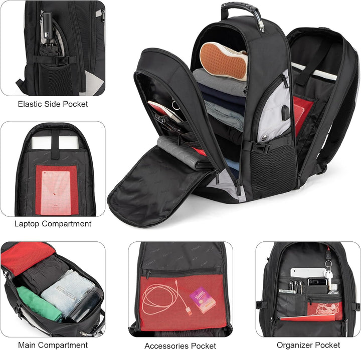 Ergonomische unisex laptoprugzak (17,3 inch) met gewatteerde schouderbanden, waterdicht en anti-diefstal.