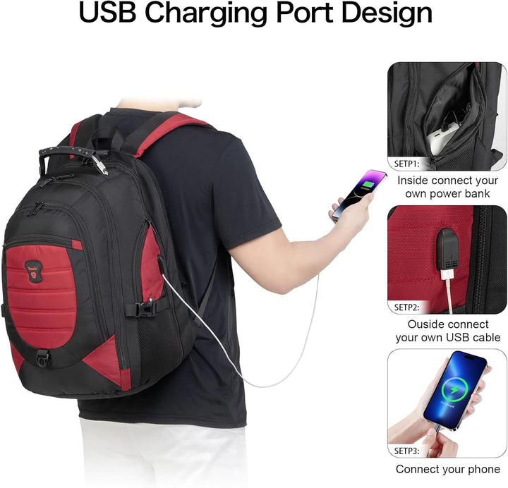 Veelzijdige 17,3 inch rugzak voor laptop en reizen, met waterdichte bescherming, anti-diefstal en USB.