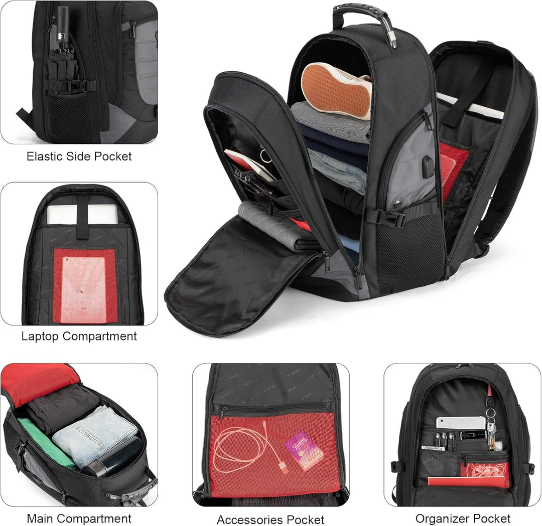 Ruime unisex reisrugzak (17,3 inch) met anti-diefstal beveiliging, waterdicht en ideaal voor laptops.