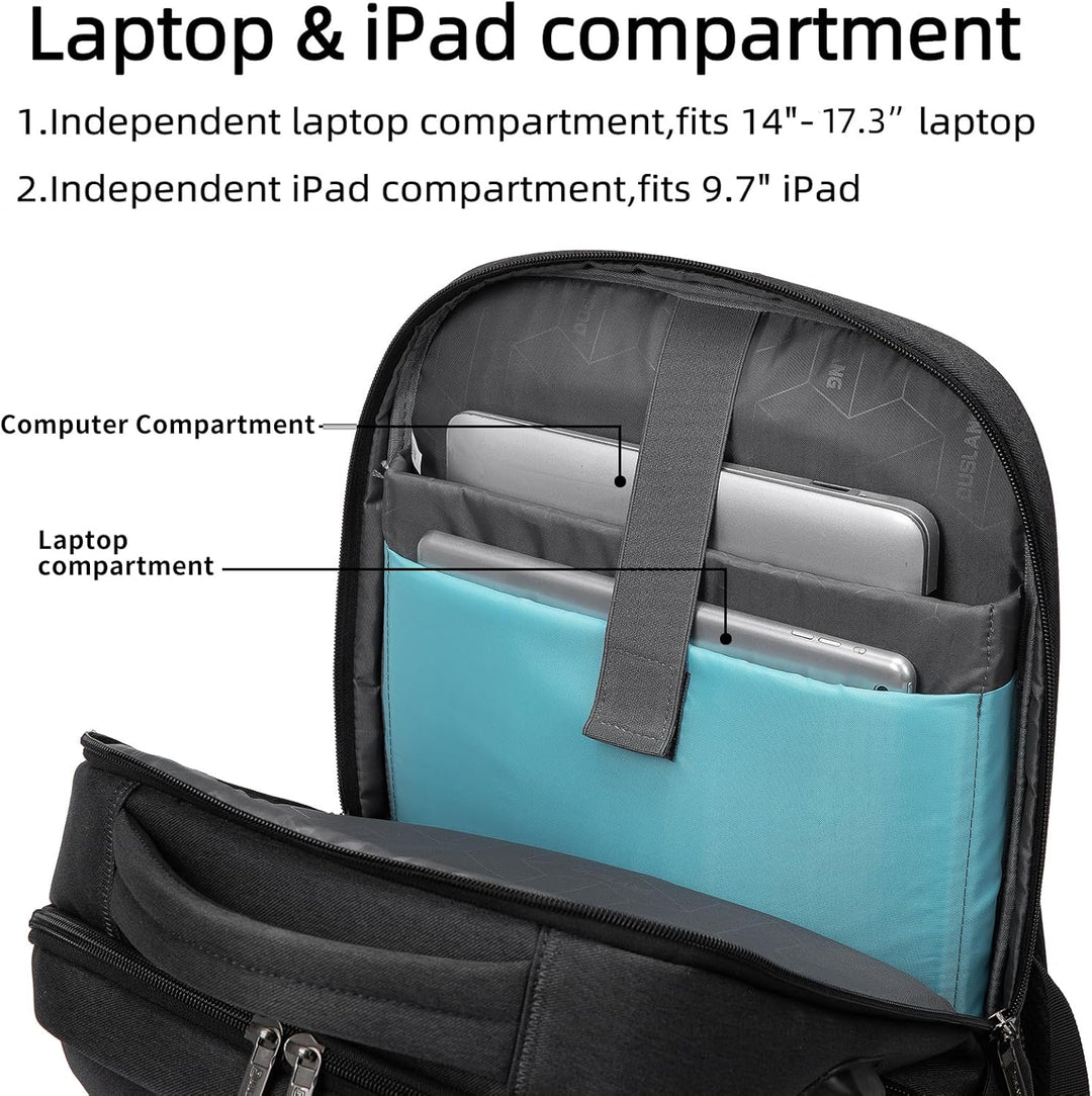 Georganiseerde reisrugzak met USB, waterdicht, speciaal laptopvak, unisex design.