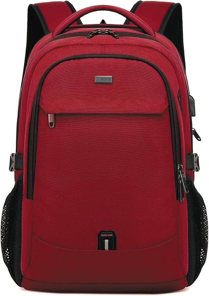 Zwarte unisex rugzak, waterdicht, met USB-aansluiting & veilige laptopopslag voor reizen.