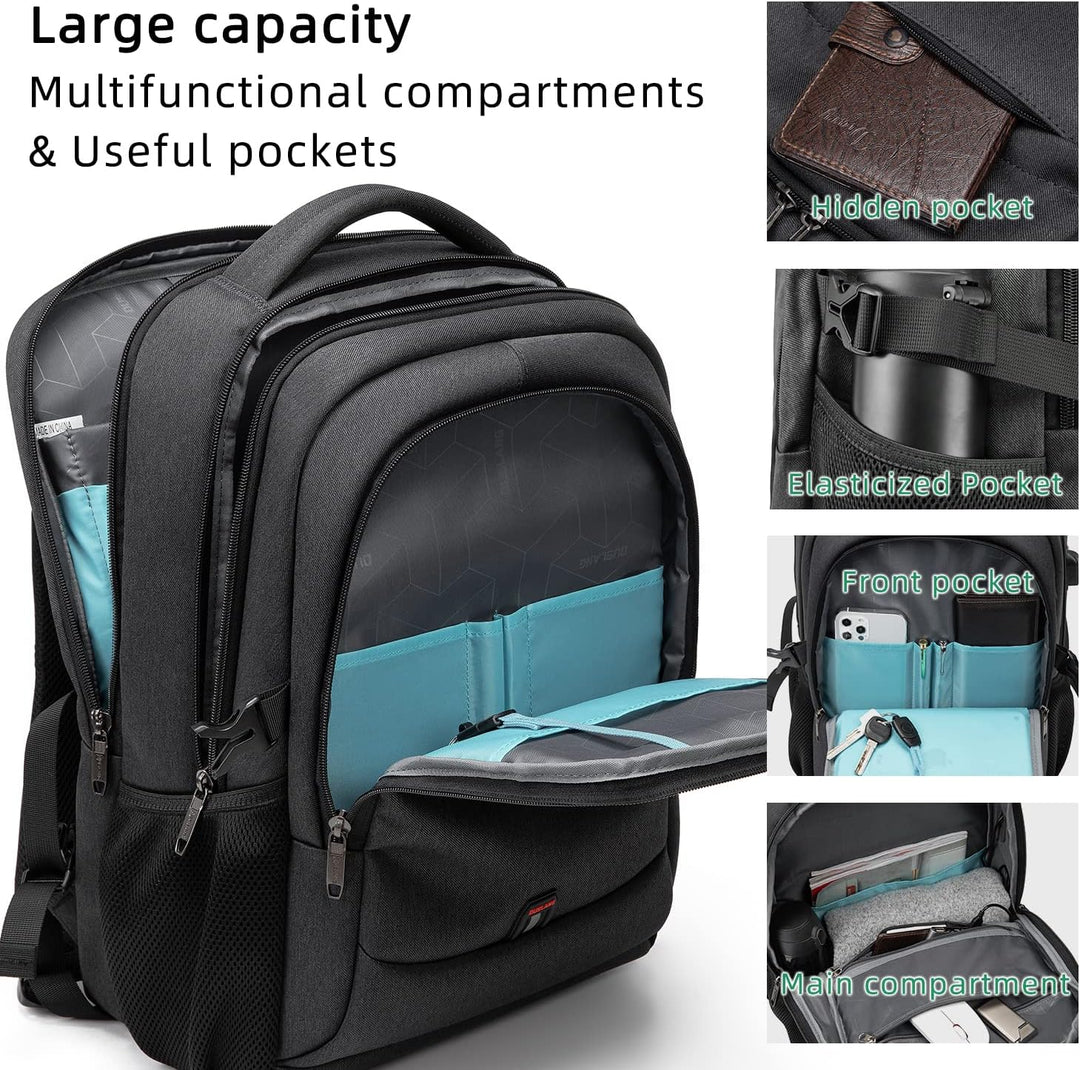 Grote reis laptoprugzak, waterafstotend, comfortabele schouderbanden, met USB-poort.