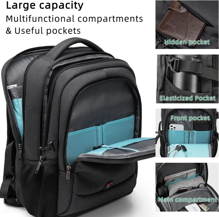 Grote reis laptoprugzak, waterafstotend, comfortabele schouderbanden, met USB-poort.