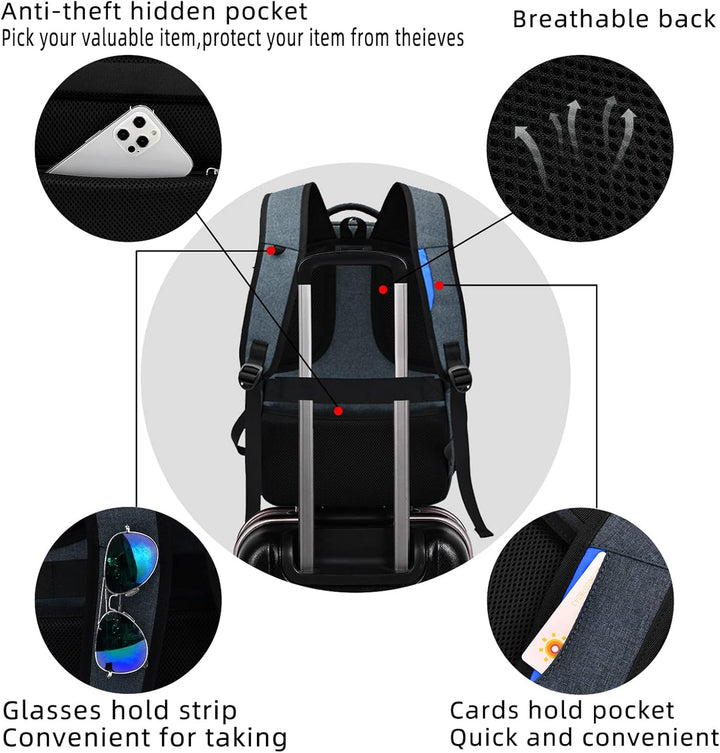 Stijlvolle waterafstotende schooltas, unisex, met USB, georganiseerd voor boeken & laptop.