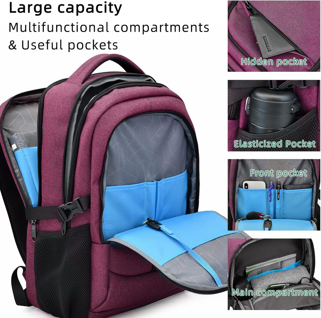 Praktische unisex reisrugzak, waterdicht, USB-poort, comfortabel & georganiseerd.