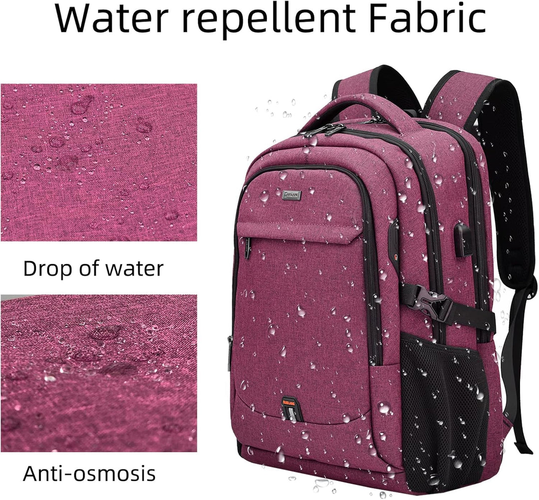 Antidiefstal reis laptoprugzak, waterafstotend, met USB-aansluiting & veilig laptopvak.