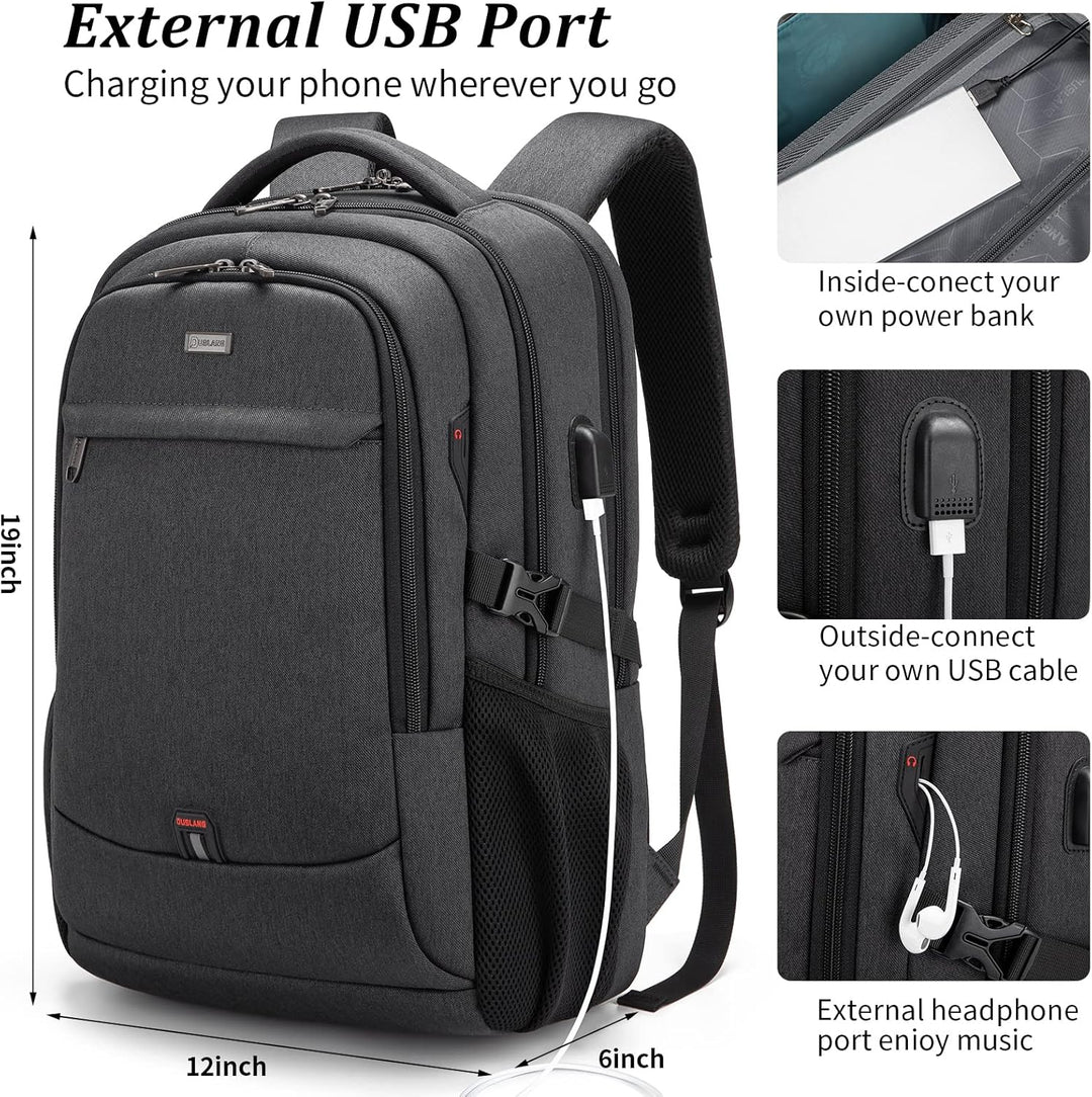 Stijlvolle waterafstotende rugzak, unisex, met USB & slimme indeling voor dagelijks gebruik.