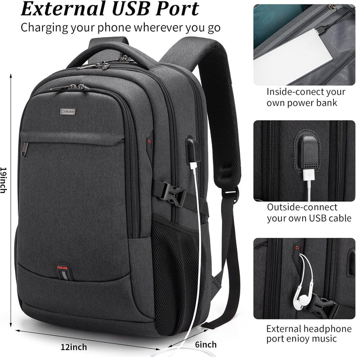 Stijlvolle waterafstotende rugzak, unisex, met USB & slimme indeling voor dagelijks gebruik.