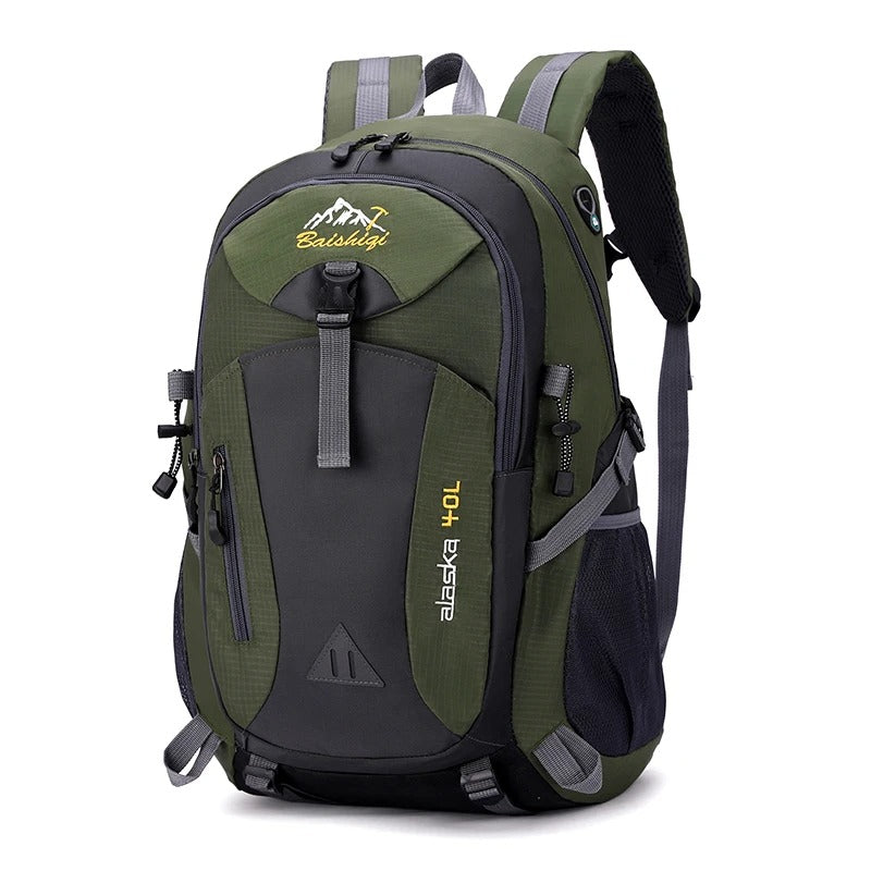 Unisex waterdichte outdoor rugzak (donkerblauw) voor reizen, wandelen en camping. Duurzaam nylon, met laptopvak.