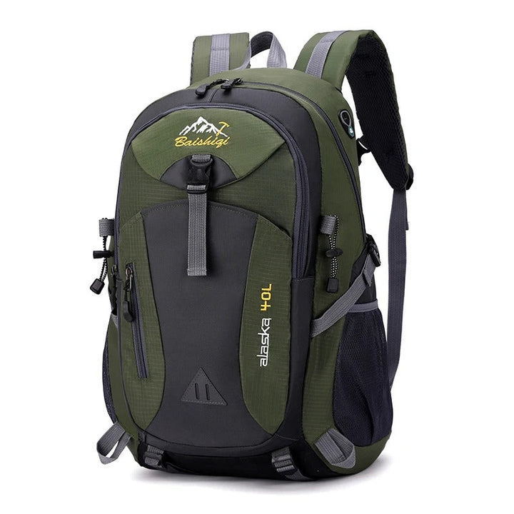 Unisex waterdichte outdoor rugzak (donkerblauw) voor reizen, wandelen en camping. Duurzaam nylon, met laptopvak.