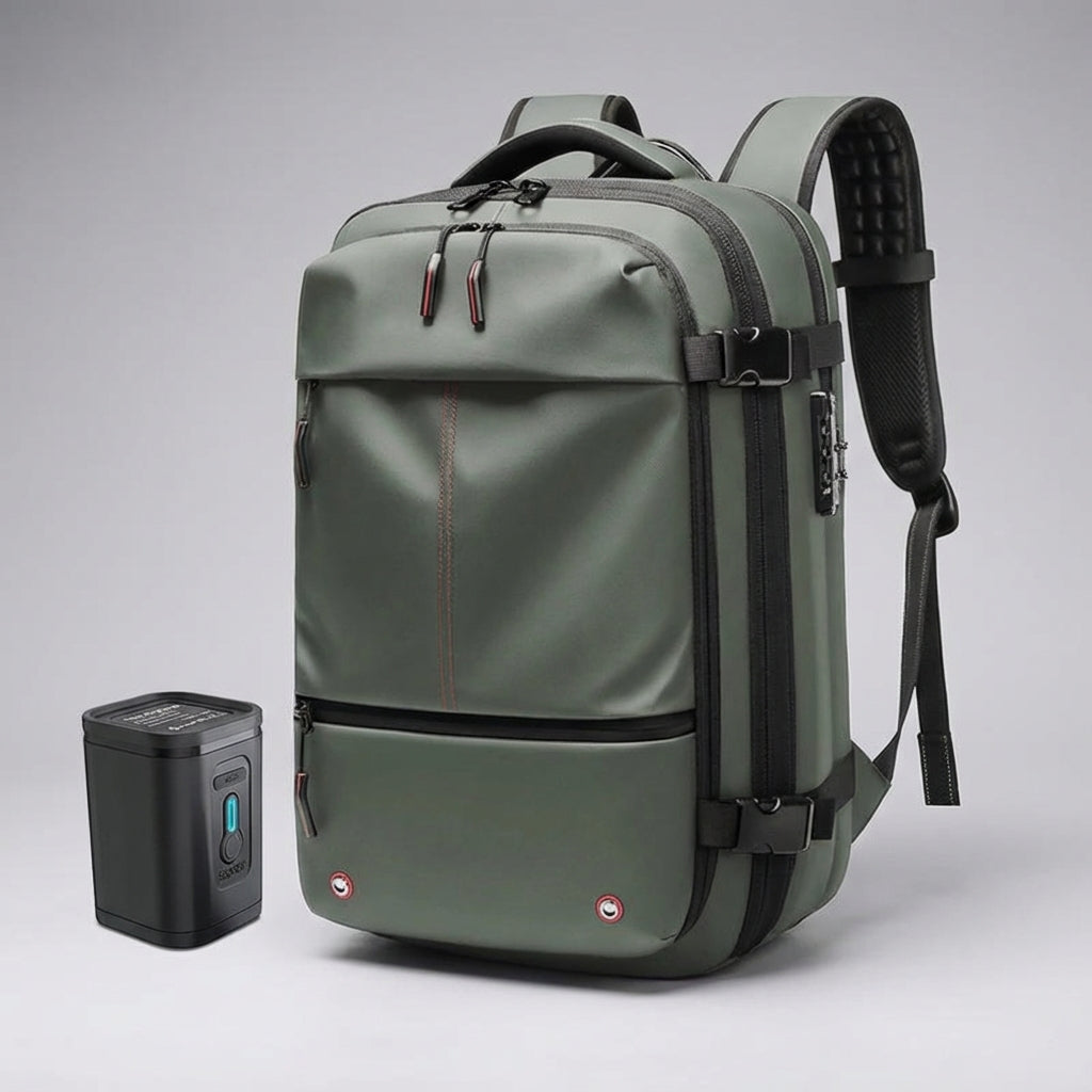 Veelzijdige waterdichte TravelCompress reisrugzak, ideaal als laptoptas, reistas en outdoor rugzak.