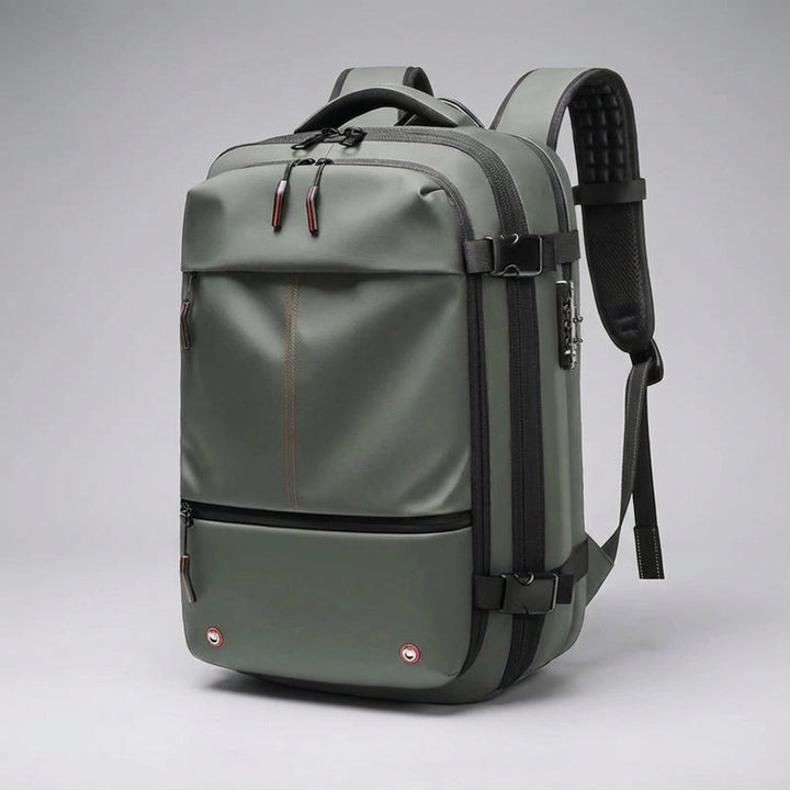 Ergonomische waterdichte unisex rugzak met compressie voor comfortabel dragen tijdens lange reizen.