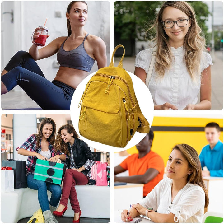 Casual nylon rugzak, waterdicht en duurzaam, geschikt voor school, werk of korte reizen.