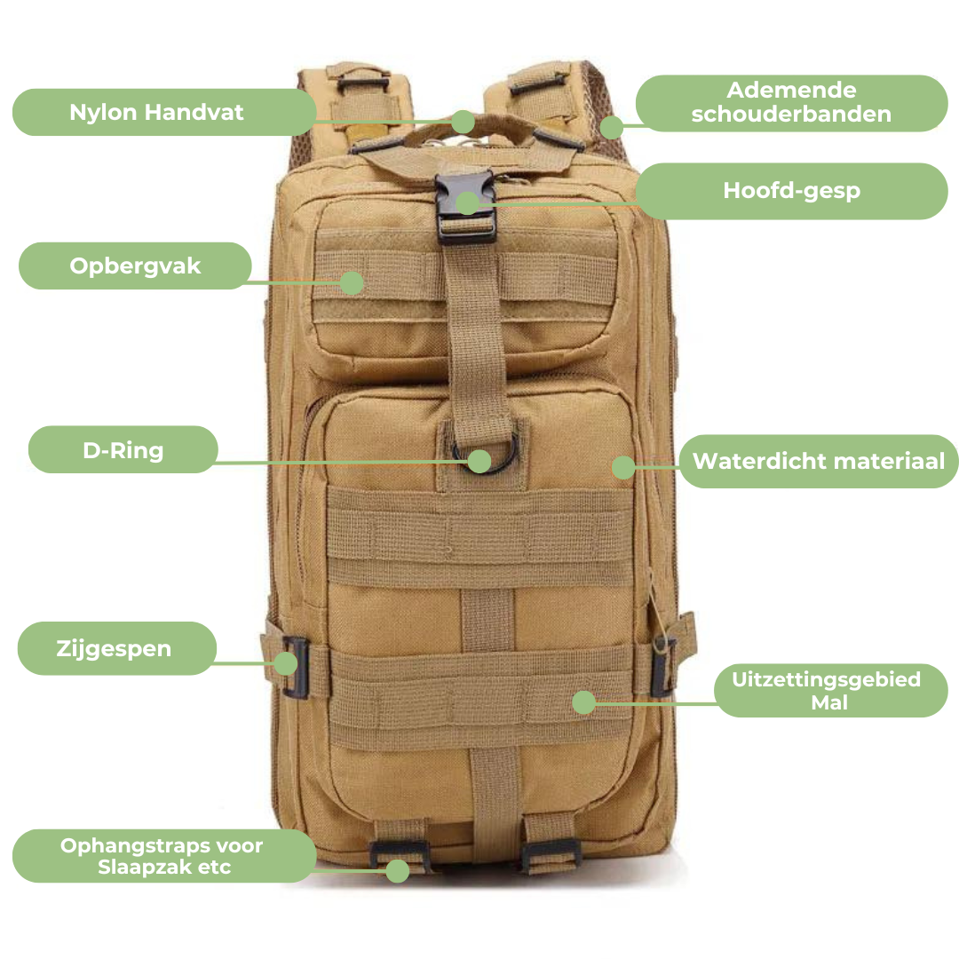 Veelzijdige 50L avontuurlijke backpack, waterdicht en duurzaam voor al je kampeeruitrusting.