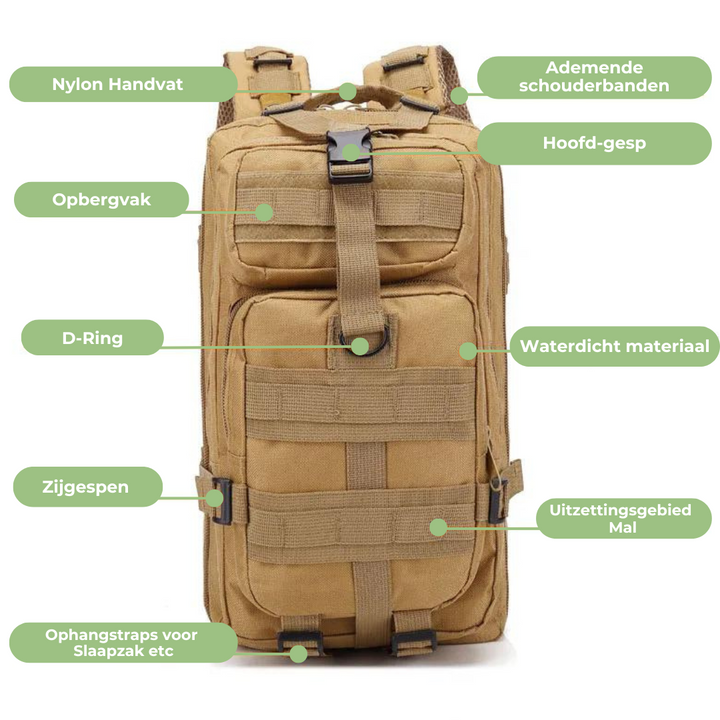 Veelzijdige 50L avontuurlijke backpack, waterdicht en duurzaam voor al je kampeeruitrusting.