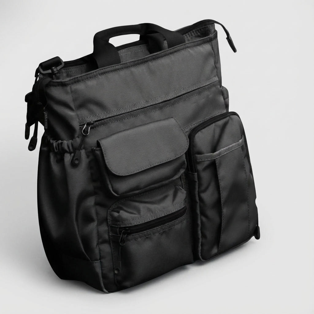 Duurzame unisex aktetas, ideaal als laptoptas of reistas voor kantoor en zakelijke afspraken, grijs/zwart.
