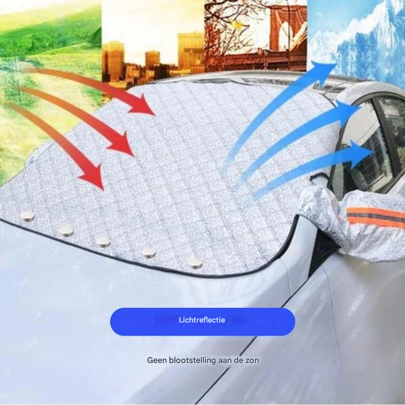 Autobenodigdheden: magnetisch antivrieszeil voorruit voor snelle en efficiënte winterbescherming.
