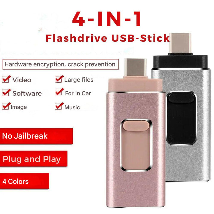 Handige DataFlex 4-in-1 USB stick die bestanden van telefoon naar pc overzet. Perfect voor geheugenuitbreiding.