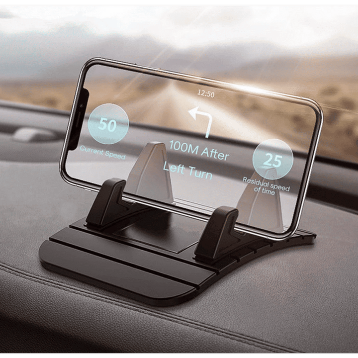 Universele anti-slip telefoonhouder voor dashboard auto of bureau, ideaal voor smartphone navigatie.