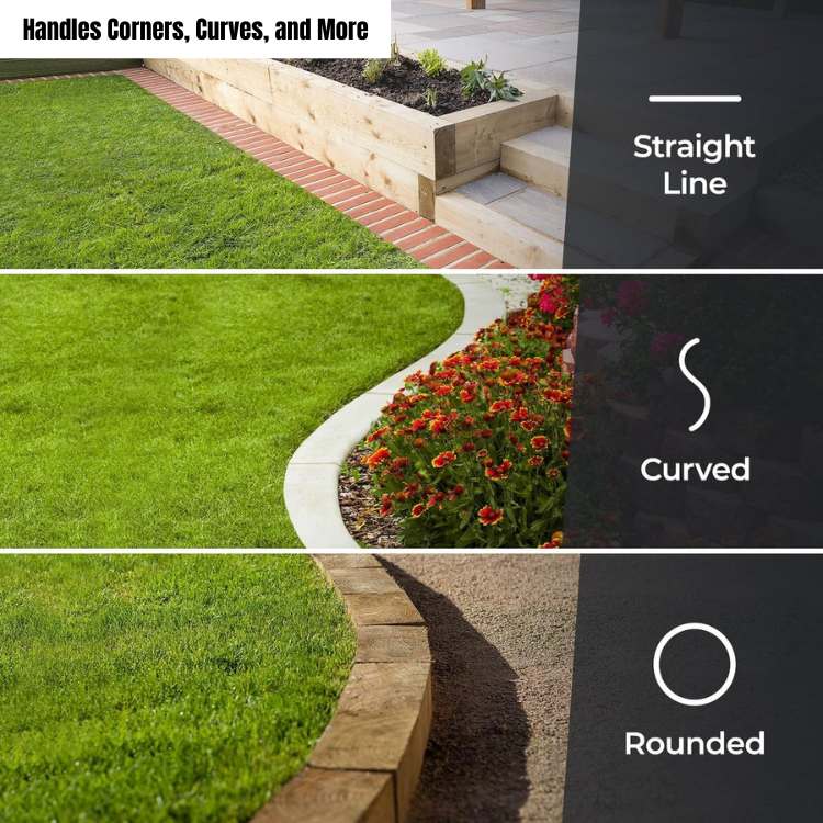 Ergonomische graskantafwerker in actie, creëert perfecte, nette tuinafscheidingen. Makkelijk tuinieren.