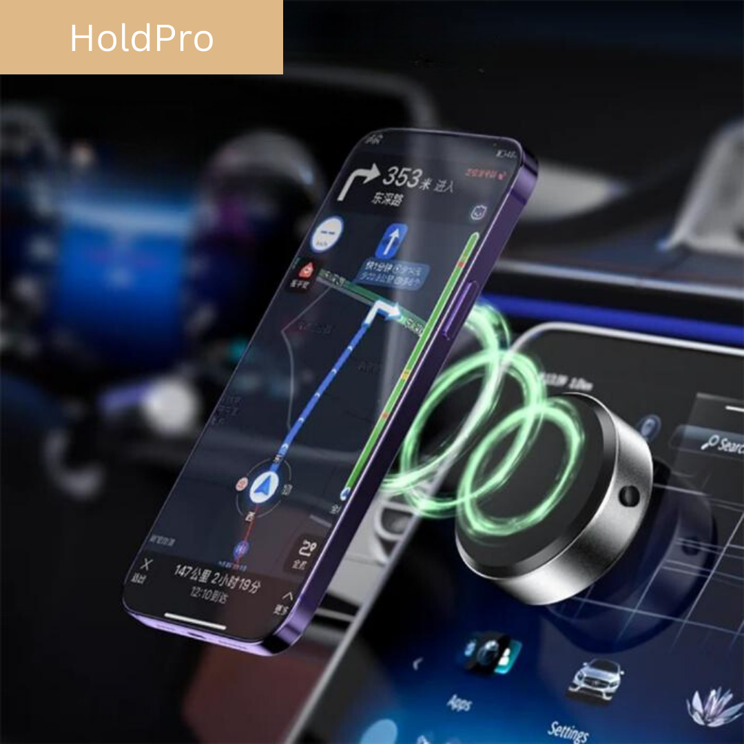 Universele magnetische autotelefoonhouder voor veilig handsfree navigeren in de auto.