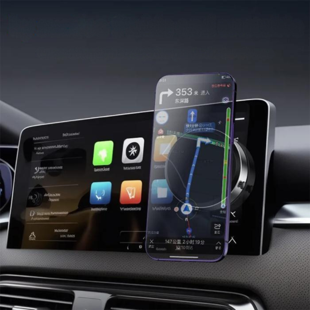 Sterke magnetische telefoonhouder voor het dashboard, garandeert maximale grip en stabiliteit onderweg.