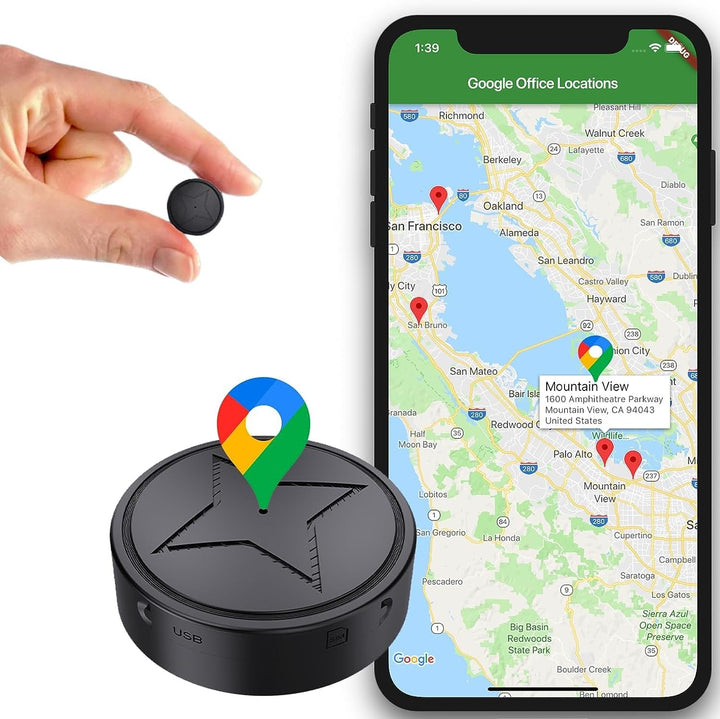 Universele magnetische GPS tracker voor real-time voertuigbeveiliging en diefstalpreventie. Compacte draadloze locatie tracking.