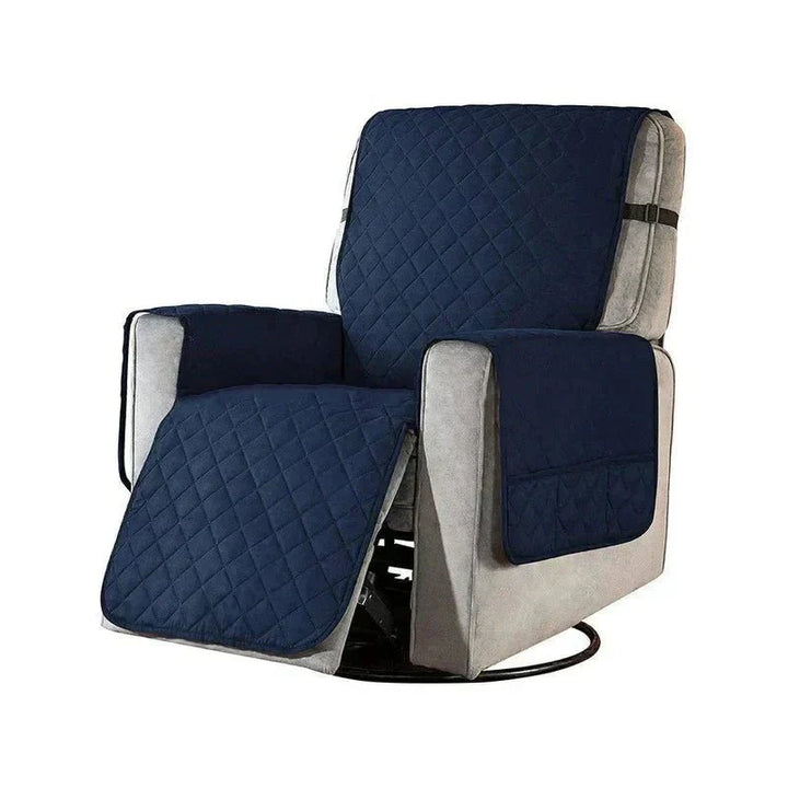 Universele zachte FlexCover fauteuilhoes in grijs, met handige opbergvakken voor afstandsbediening.