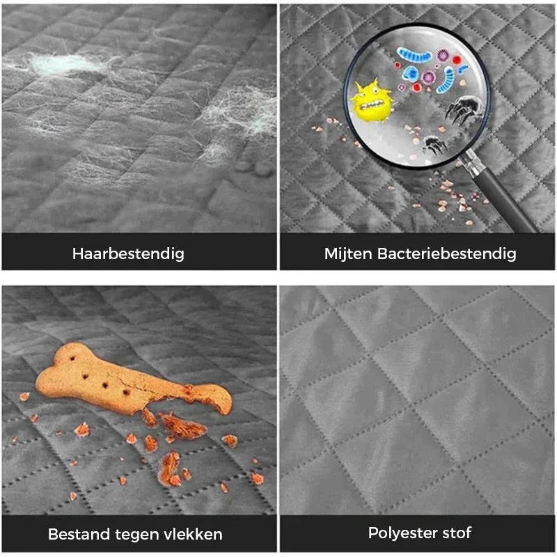 Universele FlexCover fauteuilhoes, zacht en rekbaar, met handige opbergvakken voor extra gemak.