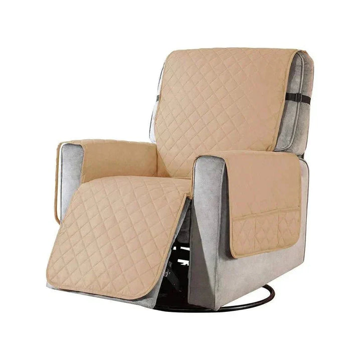 Meubelbescherming met stijl: zachte FlexCover fauteuilhoes in taupe, universeel en duurzaam.
