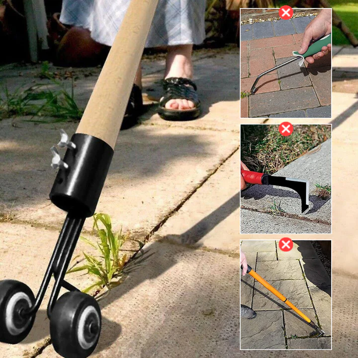 Onkruidsteker met dubbele haak, verstelbare lange steel, robuuste constructie, voor effectief wieden in de tuin.
