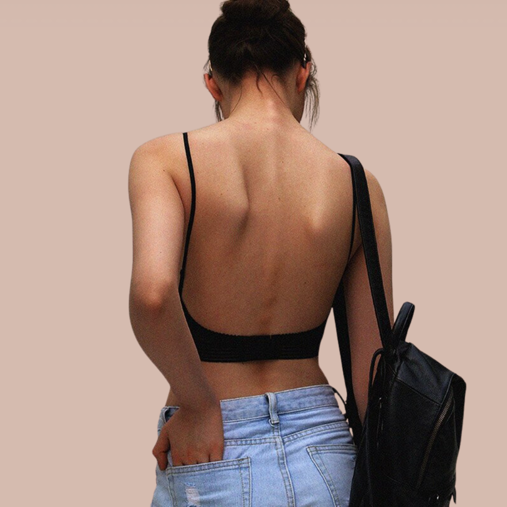 Onzichtbare rugloze dames bh, draadloos, zelfklevend, huidkleurig, perfect voor strapless outfits en discrete ondersteuning.