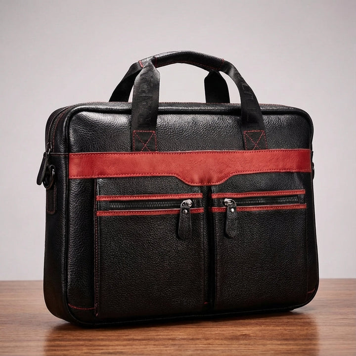 Ruime UrbanSling leren laptoptas met meerdere vakken. Perfecte organisatie voor laptop, documenten en accessoires.