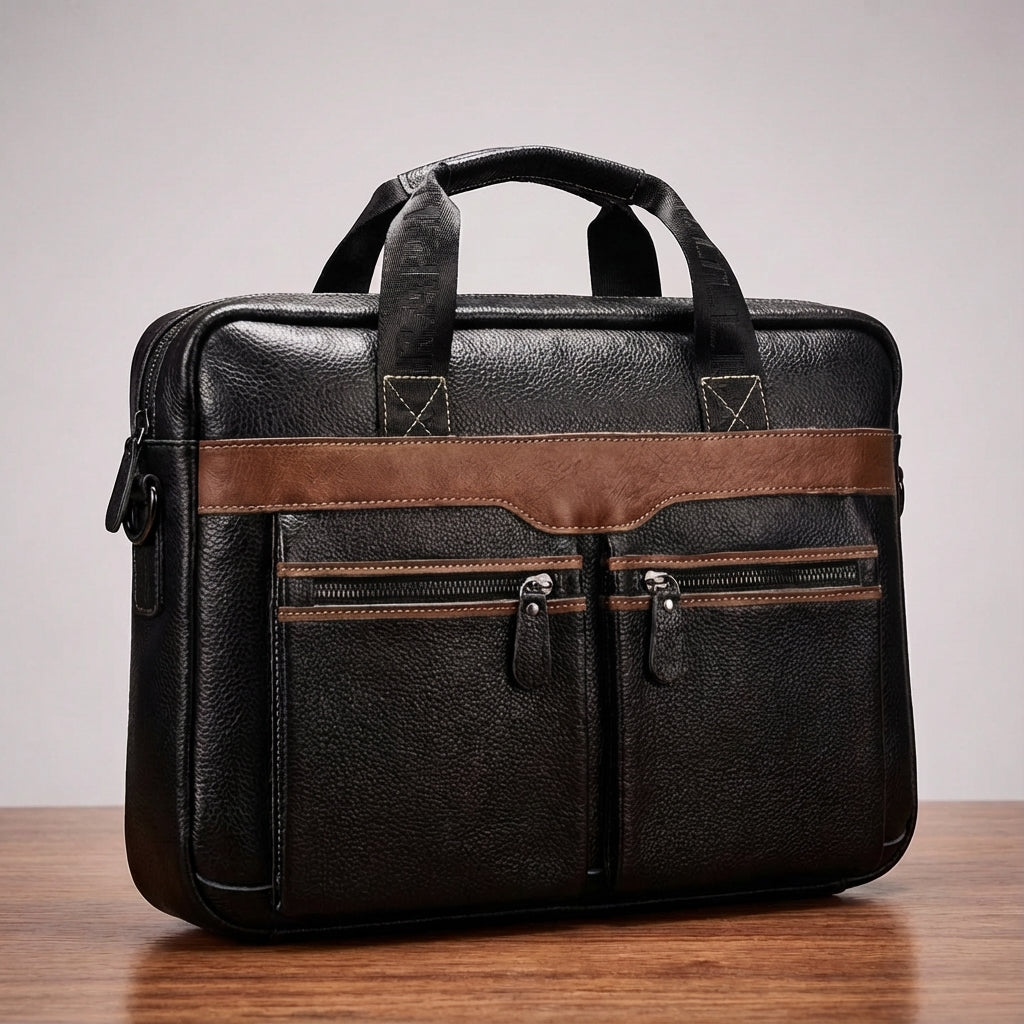 Stijlvolle UrbanSling leren laptoptas in een modern design. Een duurzame unisex schoudertas voor elke gelegenheid.