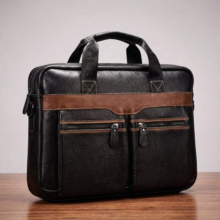 Stijlvolle UrbanSling leren laptoptas in een modern design. Een duurzame unisex schoudertas voor elke gelegenheid.