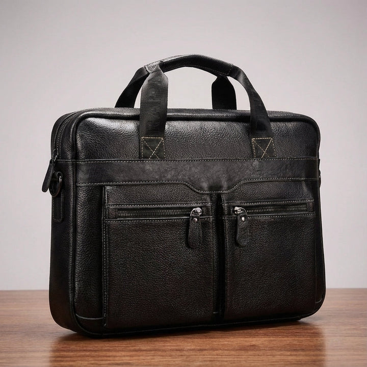 Unisex leren aktetas van UrbanSling, ook te dragen als schoudertas. Een functionele en stijlvolle werktas.