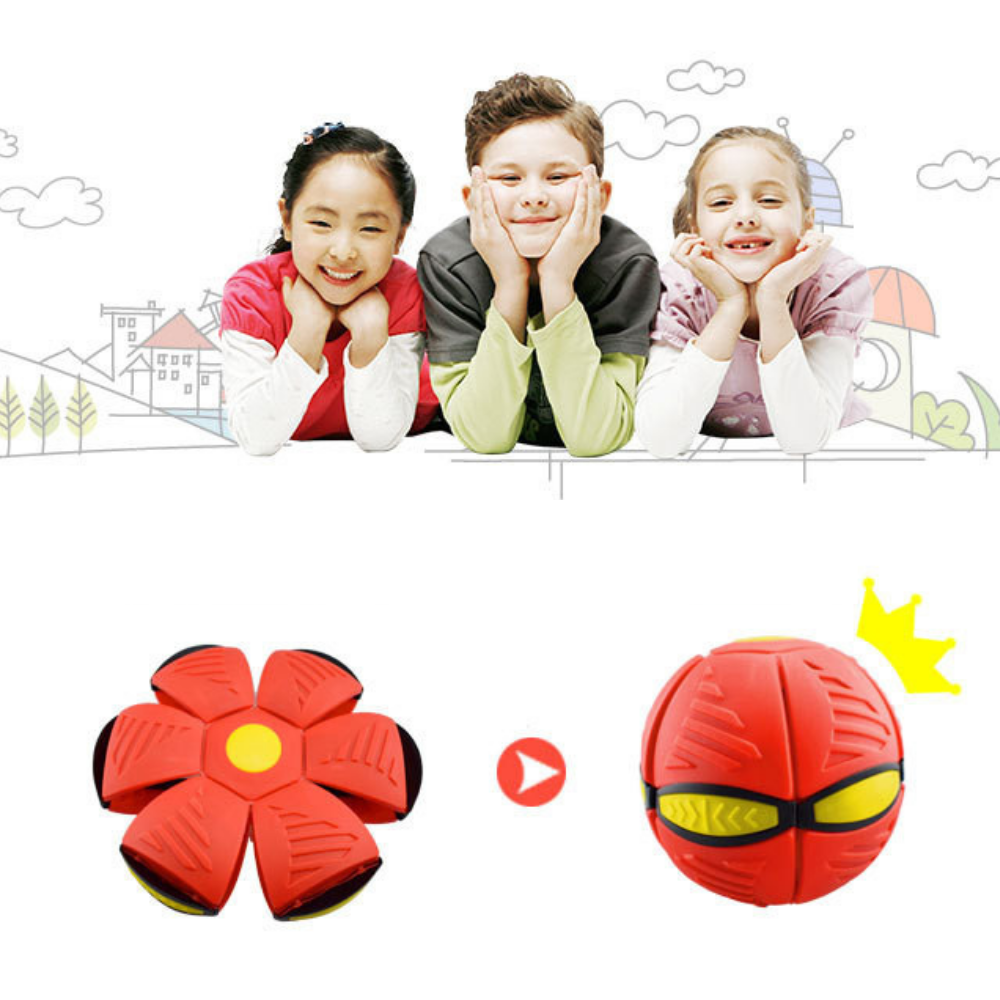 Buiten Transformeerbare Bal, speels ontwerp, verandert van schijf naar bal, felle kleuren, stevig, ideaal voor kinderen.