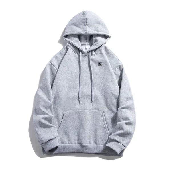 Stijlvolle verwarmde uniseks hoodie ThermaHoodie in een neutrale kleur, veelzijdige thermische kleding.