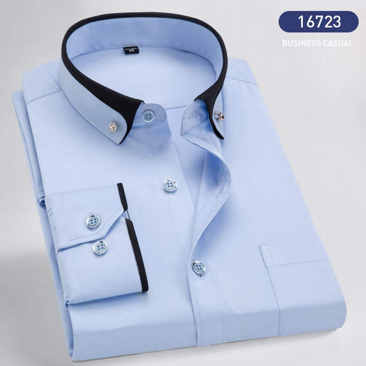 Elegant zwart Victor heren overhemd met lange mouwen, ideaal voor een formele of zakelijke uitstraling.