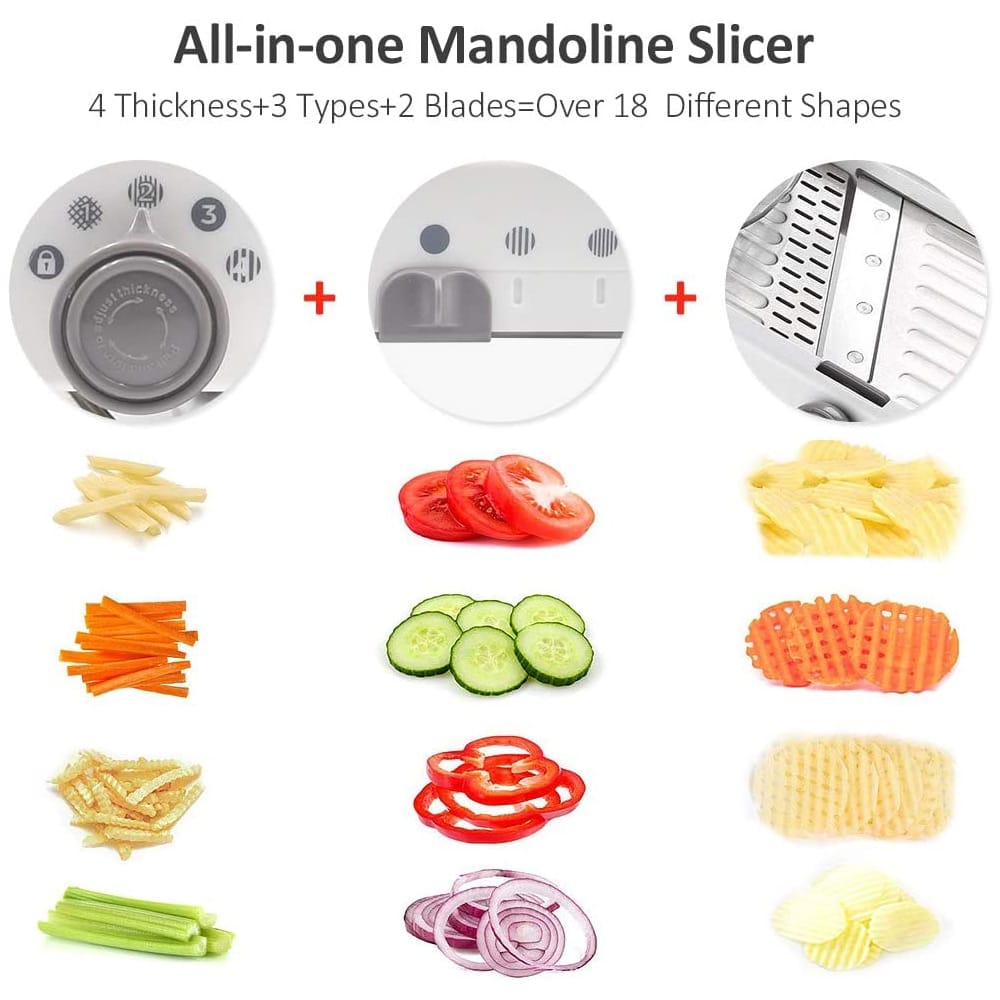 Veelzijdige roestvrijstalen groenteschaaf met scherp mes en ergonomische grip, perfect voor nauwkeurige keukensneden.