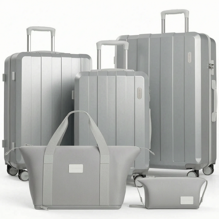 Complete bagage set voor het hele gezin, met zwenkwielen en TSA slot voor veilig en comfortabel reizen.