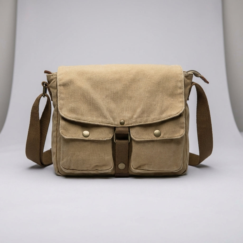 Duurzame Carryforge vintage canvas crossbody tas, milieuvriendelijke schoudertas voor dagelijks gebruik, unisex design.