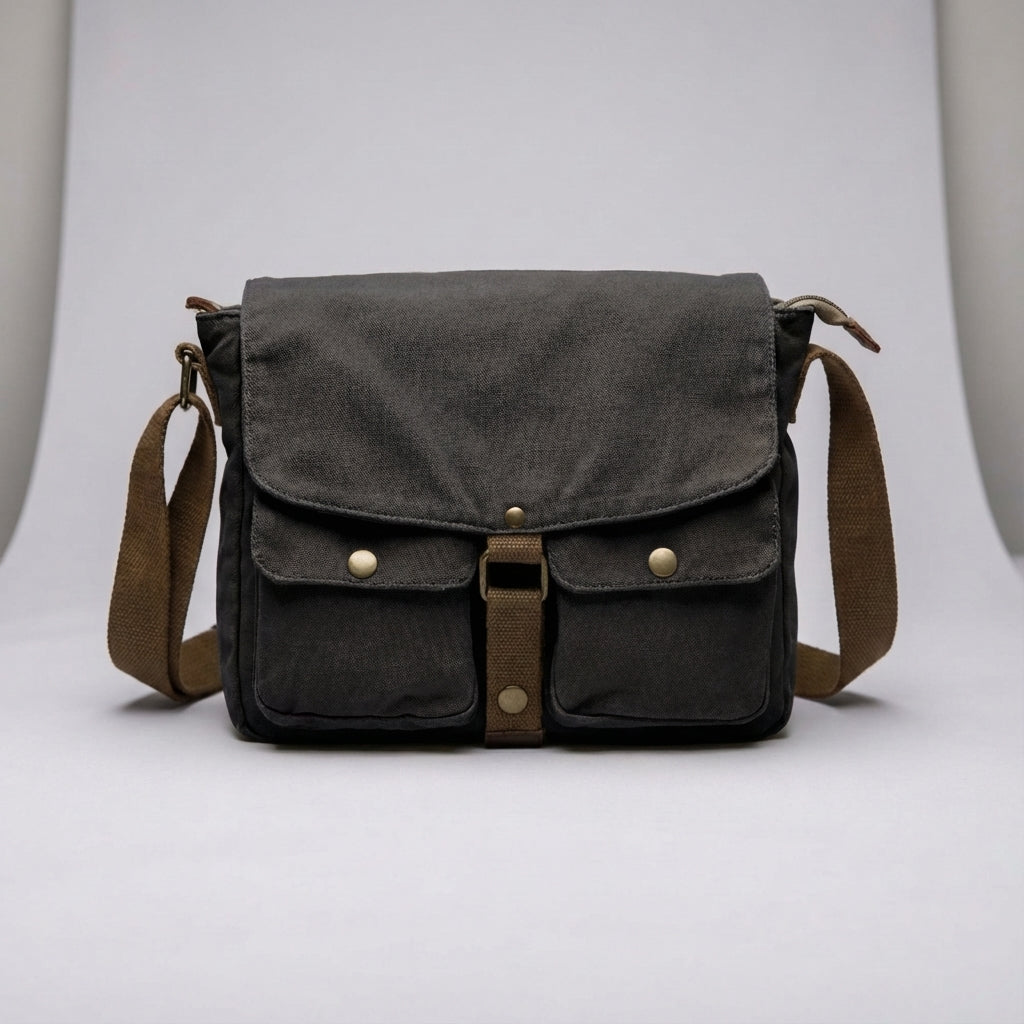 Carryforge vintage canvas crossbody tas, een robuuste en stijlvolle unisex schoudertas, perfect als reistas of werktas.