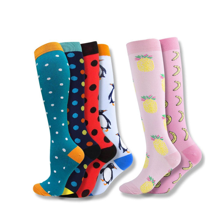 Close-up van VitalEase dames compressiesokken, ademend materiaal voor optimaal comfort en ondersteuning.