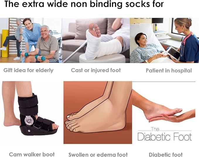Niet-knellende boord van VitalSox extra brede diabetische sokken, ideaal bij lymfoedeem & gezwollen enkels.